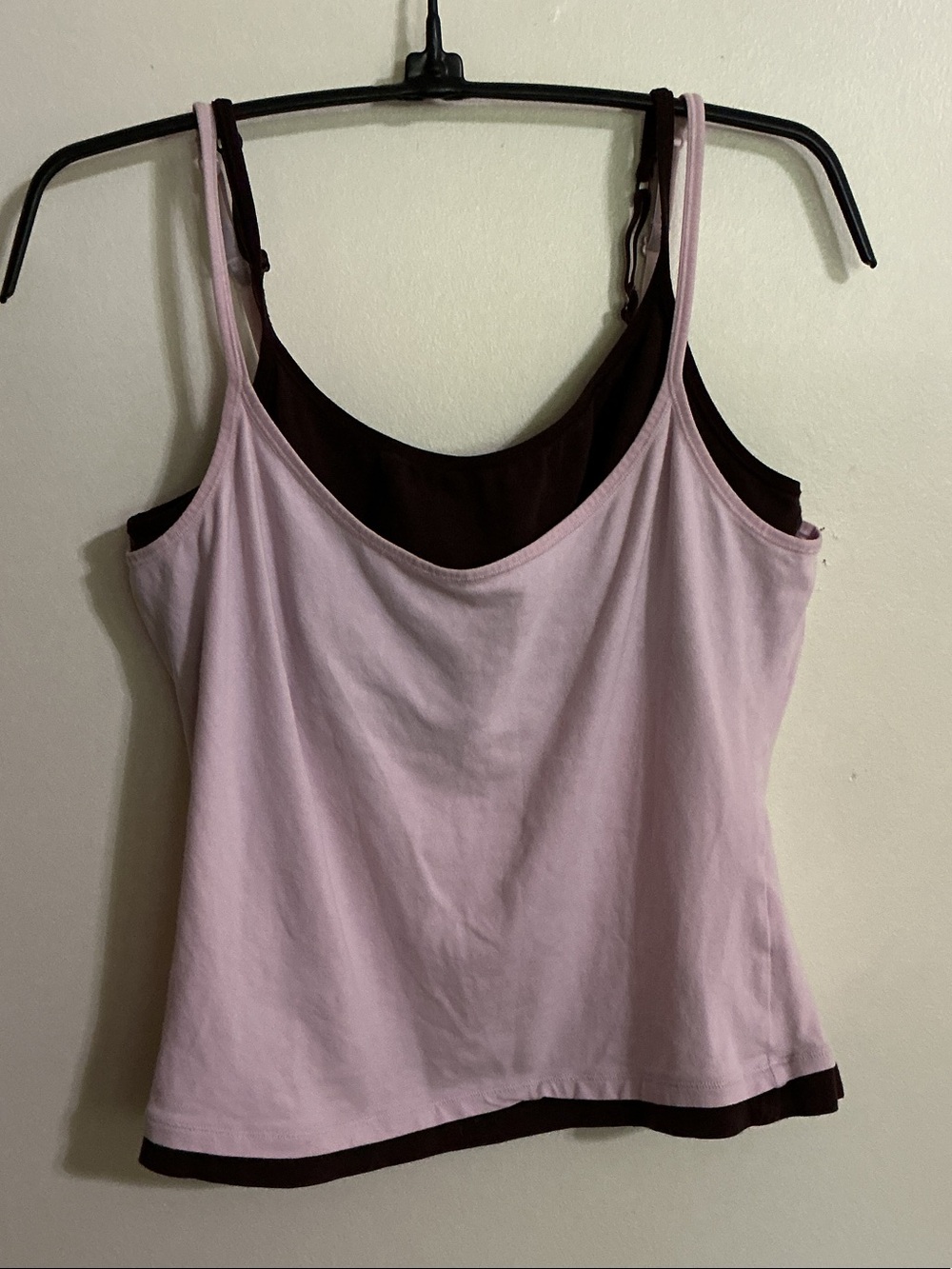 St.eve Dual-Layer Pink and Brown Camisole Sleep Top